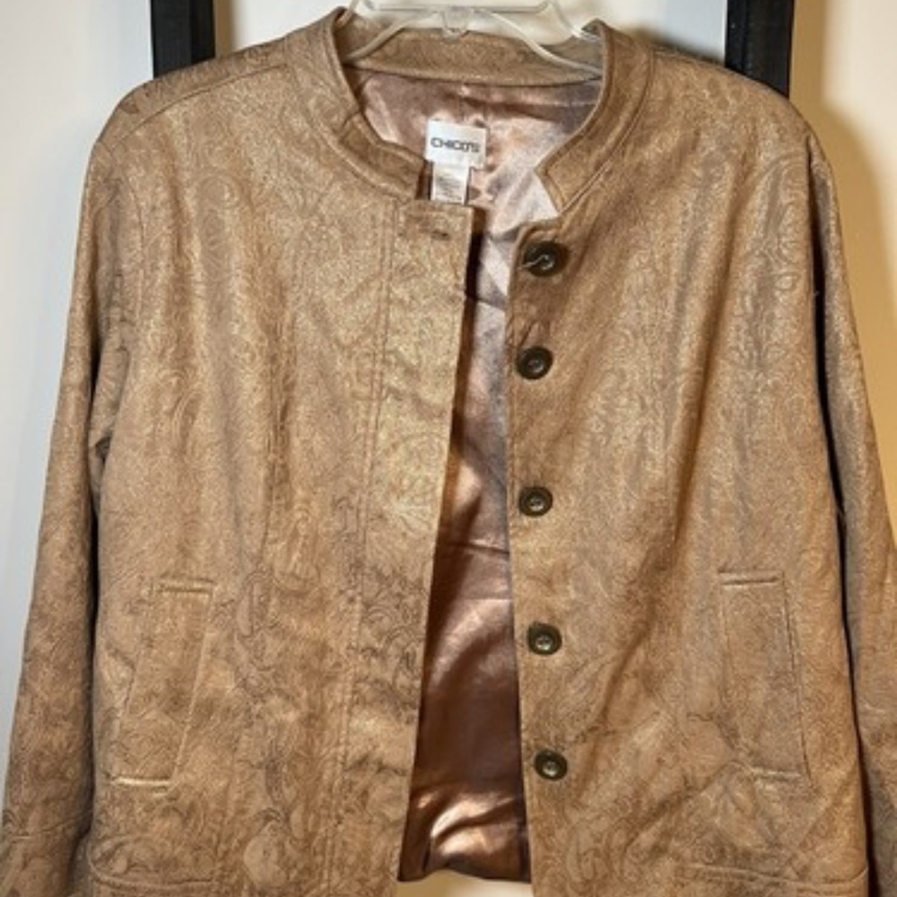 Women CHICO Lite Coppery Brown Jacket Size 0